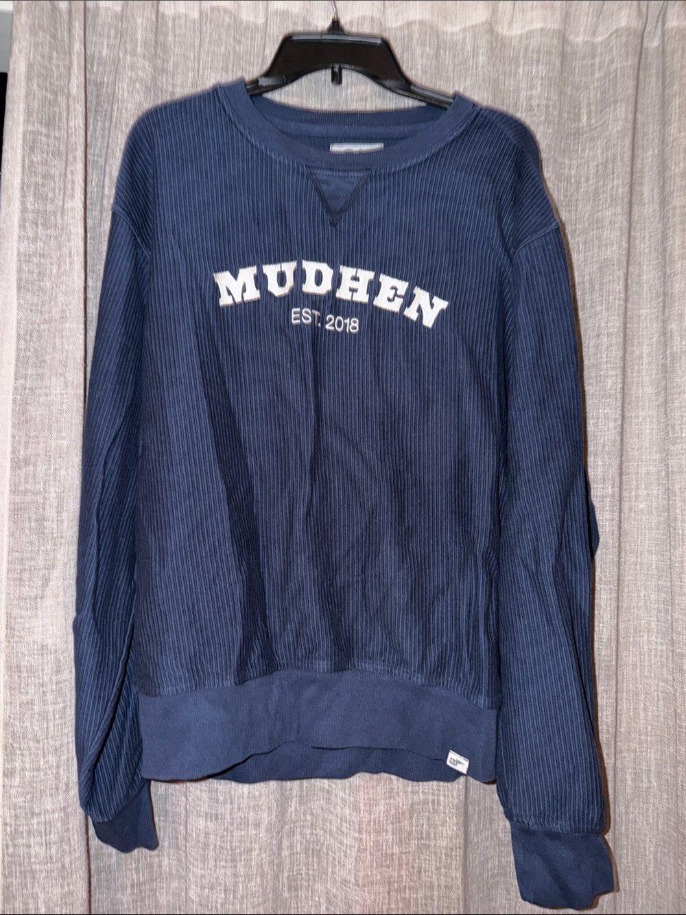 Wildwood NJ Mudhen Brewing Co Navy Waffle Knit Crewneck Sweatshirt